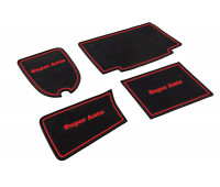 Силиконовые черно-красные коврики панели приборов и консоли Super Auto для ВАЗ 2113, 2114, 2115 Силиконовые черно-красные коврики панели приборов и консоли Super Auto для ВАЗ 2113, 2114, 2115