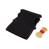 Кожаная оплетка руля Sal-Man анатомической формы с красной строчкой для Шевроле Нива рестайлинг с 2009 г., Opel Corsa D 2006-2014 г. Кожаная оплетка руля Sal-Man анатомической формы с красной строчкой для Шевроле Нива рестайлинг с 2009 г., Opel Corsa D 2006-2014 г.