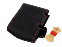 Кожаная оплетка руля Sal-Man анатомической формы с красной строчкой для ВАЗ 2105, 2106, 2107, Нива 4х4