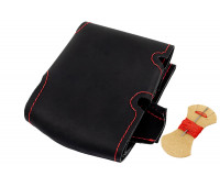 Кожаная оплетка руля Sal-Man анатомической формы с красной строчкой для ВАЗ 2105, 2106, 2107, Нива 4х4