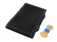 Кожаная оплетка руля Sal-Man анатомической формы с синей строчкой для Лада 4х4 (Нива) Урбан Кожаная оплетка руля Sal-Man анатомической формы с синей строчкой для Лада 4х4 (Нива) Урбан