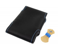 Кожаная оплетка руля Sal-Man анатомической формы с синей строчкой для Лада 4х4 (Нива) Урбан Кожаная оплетка руля Sal-Man анатомической формы с синей строчкой для Лада 4х4 (Нива) Урбан