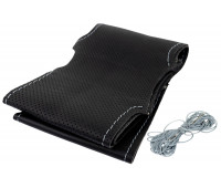 Кожаная оплетка руля Sal-Man анатомической формы с серой строчкой для Веста, Иксрей Кожаная оплетка руля Sal-Man анатомической формы с серой строчкой для Веста, Иксрей