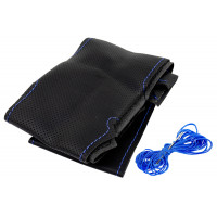 Кожаная оплетка руля Sal-Man анатомической формы с синей строчкой для Гранта 2011-2017 годов