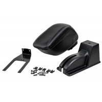 Подлокотник-бокс с кожухом ручника из пластика и экокожи с серой строчкой для Калина, Калина 2, Гранта Подлокотник-бокс с кожухом ручника из пластика и экокожи с серой строчкой для Калина, Калина 2, Гранта