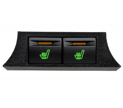 Блок кнопок обогрева сидений (зеленая подсветка, оранжевая индикация) в тоннель пола для Гранта, Калина 2, Датсун