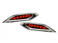 Диодные красные 3-режимные катафоты заднего бампера с узором Y и хром облицовкой для Веста NG Диодные красные 3-режимные катафоты заднего бампера с узором Y и хром облицовкой для Веста NG