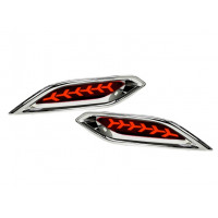 Диодные красные 3-режимные катафоты заднего бампера с узором Y и хром облицовкой для Веста NG Диодные красные 3-режимные катафоты заднего бампера с узором Y и хром облицовкой для Веста NG