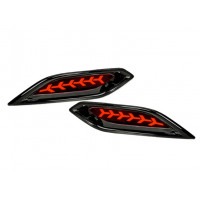 Диодные красные 3-режимные катафоты заднего бампера с узором Y и черной лаковой облицовкой для Веста NG