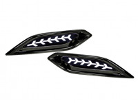 Диодные белые 3-режимные катафоты заднего бампера с узором Y и черной лаковой облицовкой для Веста NG Диодные белые 3-режимные катафоты заднего бампера с узором Y и черной лаковой облицовкой для Веста NG