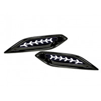 Диодные белые 3-режимные катафоты заднего бампера с узором Y и черной лаковой облицовкой для Веста NG Диодные белые 3-режимные катафоты заднего бампера с узором Y и черной лаковой облицовкой для Веста NG