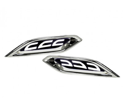 Диодные белые 3-режимные катафоты заднего бампера с узором 3-скобки и хром облицовкой для Лада Веста NG Диодные белые 3-режимные катафоты заднего бампера с узором 3-скобки и хром облицовкой для Лада Веста NG