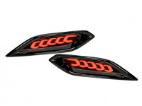 Диодные красные 3-режимные катафоты заднего бампера с узором 5-скоб и черной лаковой облицовкой для Веста NG Диодные красные 3-режимные катафоты заднего бампера с узором 5-скоб и черной лаковой облицовкой для Веста NG