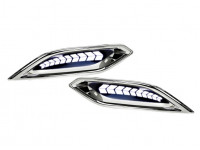 Диодные белые 3-режимные катафоты заднего бампера с узором Стрелки и хром облицовкой для Веста NG Диодные белые 3-режимные катафоты заднего бампера с узором Стрелки и хром облицовкой для Веста NG