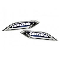 Диодные белые 3-режимные катафоты заднего бампера с узором Стрелки и хром облицовкой для Веста NG Диодные белые 3-режимные катафоты заднего бампера с узором Стрелки и хром облицовкой для Веста NG