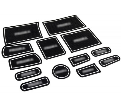 Силиконовые коврики панели приборов и консоли черно-белые для Приора 1 (2007-2012)