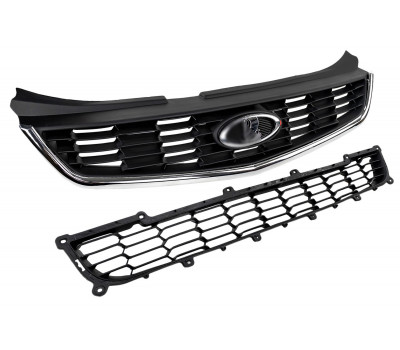 Комплект решеток радиатора с хромированными молдингом и шильдиком для Лада Приора SE, 2