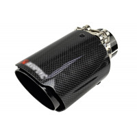 Круглая насадка глушителя открытого типа из нержавеющей стали со скосом и накладкой лаковый карбон Круглая насадка глушителя открытого типа из нержавеющей стали со скосом и накладкой лаковый карбон