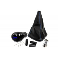 Ручка КПП хром с синей LED подсветкой и пыльником с синей строчкой для ВАЗ 2110, 2111, 2112 Ручка КПП хром с синей LED подсветкой и пыльником с синей строчкой для ВАЗ 2110, 2111, 2112