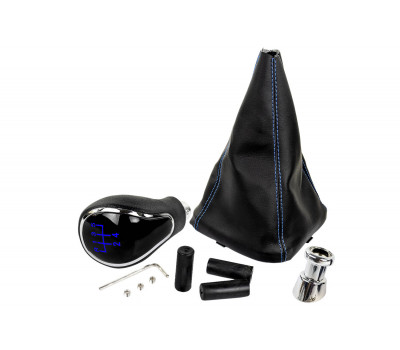 Ручка КПП хром с синей LED подсветкой и пыльником с синей строчкой для ВАЗ 2110, 2111, 2112 Ручка КПП хром с синей LED подсветкой и пыльником с синей строчкой для ВАЗ 2110, 2111, 2112