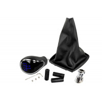 Ручка КПП хром с синей подсветкой и пыльником для Приора с кулисой (прямоугольный шток)