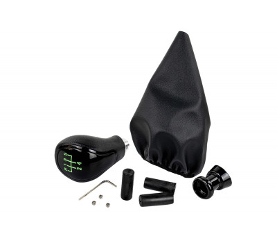 Ручка КПП черный лак с зеленой LED подсветкой и кожухом для ВАЗ 2108, 2109, 21099 Ручка КПП черный лак с зеленой LED подсветкой и кожухом для ВАЗ 2108, 2109, 21099