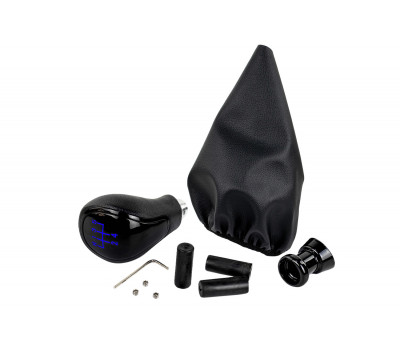 Ручка КПП черный лак с синей LED подсветкой и пыльником для ВАЗ 2108, 2109, 21099 Ручка КПП черный лак с синей LED подсветкой и пыльником для ВАЗ 2108, 2109, 21099