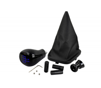 Ручка КПП черный лак с синей LED подсветкой и пыльником для ВАЗ 2110, 2111, 2112 Ручка КПП черный лак с синей LED подсветкой и пыльником для ВАЗ 2110, 2111, 2112