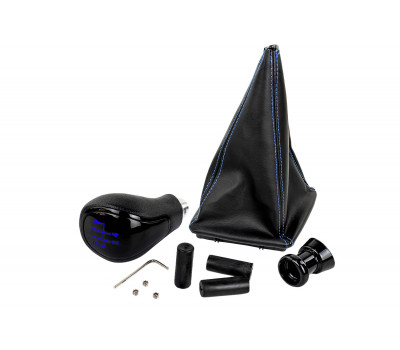 Ручка КПП черный лак с синей LED подсветкой и пыльником с синей строчкой для Приора с кулисой (прямоугольный шток) Ручка КПП черный лак с синей LED подсветкой и пыльником с синей строчкой для Приора с кулисой (прямоугольный шток)