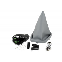 Ручка КПП хром с зеленой LED подсветкой и серым пыльником для ВАЗ 2110, 2111, 2112