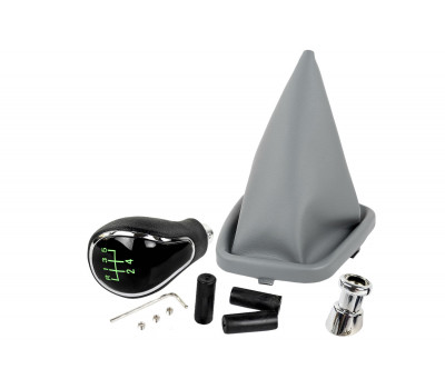 Ручка КПП хром с зеленой LED подсветкой и серым пыльником для ВАЗ 2110, 2111, 2112 Ручка КПП хром с зеленой LED подсветкой и серым пыльником для ВАЗ 2110, 2111, 2112