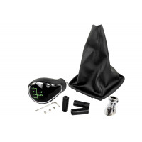 Ручка КПП хром с зеленой подсветкой и пыльником для Приора с кулисой (прямоугольный шток) Ручка КПП хром с зеленой подсветкой и пыльником для Приора с кулисой (прямоугольный шток)