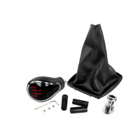 Ручка КПП хром с красной подсветкой и пыльником для Приора с кулисой (прямоугольный шток) Ручка КПП хром с красной подсветкой и пыльником для Приора с кулисой (прямоугольный шток)