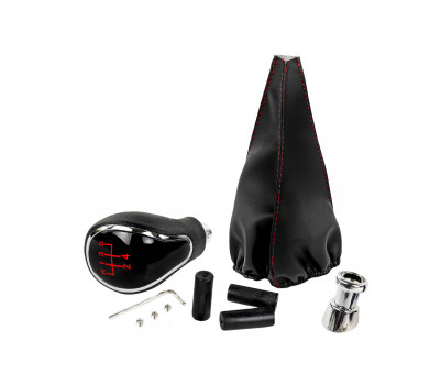 Ручка КПП хром с красной LED подсветкой и пыльником с красной строчкой для ВАЗ 2108, 2109, 21099 Ручка КПП хром с красной LED подсветкой и пыльником с красной строчкой для ВАЗ 2108, 2109, 21099