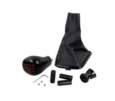 Ручка МКПП черный лак с красной LED подсветкой и пыльником для Веста, Веста NG Ручка МКПП черный лак с красной LED подсветкой и пыльником для Веста, Веста NG