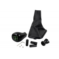 Ручка МКПП черный лак с зеленой LED подсветкой и пыльником для Веста, Веста NG Ручка МКПП черный лак с зеленой LED подсветкой и пыльником для Веста, Веста NG