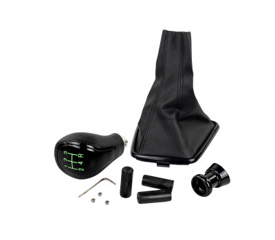 Ручка МКПП черный лак с зеленой LED подсветкой и пыльником для Веста, Веста NG Ручка МКПП черный лак с зеленой LED подсветкой и пыльником для Веста, Веста NG