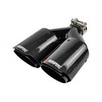 Раздвоенная насадка глушителя открытого типа из нержавеющей стали со скосом и накладками глянцевый карбон Раздвоенная насадка глушителя открытого типа из нержавеющей стали со скосом и накладками глянцевый карбон