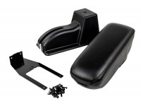 Подлокотник-бокс из экокожи с черной строчкой и пластиковым кожухом ручника для Калина, Калина 2, Гранта, Датсун