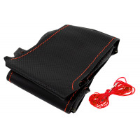 Кожаная оплетка руля Sal-Man анатомической формы с красной строчкой для Веста, Иксрей Кожаная оплетка руля Sal-Man анатомической формы с красной строчкой для Веста, Иксрей