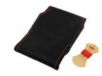 Кожаная оплетка руля 1118 Sal-Man анатомической формы с красной строчкой для Калина 1, Приора 1 Кожаная оплетка руля 1118 Sal-Man анатомической формы с красной строчкой для Калина 1, Приора 1