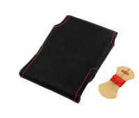 Кожаная оплетка руля 1118 Sal-Man анатомической формы с красной строчкой для Калина 1, Приора 1