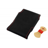 Кожаная оплетка руля 1118 Sal-Man анатомической формы с красной строчкой для Калина 1, Приора 1 Кожаная оплетка руля 1118 Sal-Man анатомической формы с красной строчкой для Калина 1, Приора 1