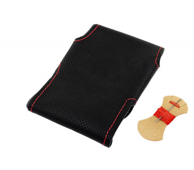 Кожаная оплетка руля 1118 Sal-Man анатомической формы с красной строчкой для Калина 1, Приора 1 Кожаная оплетка руля 1118 Sal-Man анатомической формы с красной строчкой для Калина 1, Приора 1