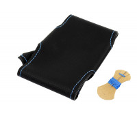 Кожаная оплетка руля 1118 Sal-Man анатомической формы с синей строчкой для Калина 1, Приора 1