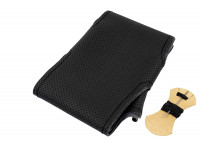 Кожаная оплетка руля Sal-Man анатомической формы с черной строчкой для Калина 1, Шевроле Нива без подушки безопасности Кожаная оплетка руля Sal-Man анатомической формы с черной строчкой для Калина 1, Шевроле Нива без подушки безопасности