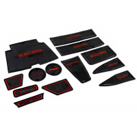 Силиконовые коврики панели приборов и консоли черно-красные для Калина 2