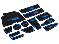 Силиконовые коврики панели приборов и консоли Sport черно-синие для Калина 2