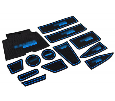 Силиконовые коврики панели приборов и консоли Sport черно-синие для Калина 2