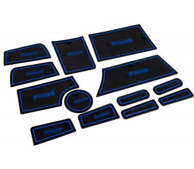 Силиконовые коврики панели приборов и консоли черно-синие для Приора 2 Силиконовые коврики панели приборов и консоли черно-синие для Приора 2